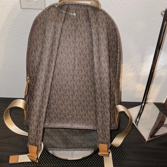 Michael Kors Slater Medium Backpack Orange and Yellow Signature Logo Stripe - Picture 2 of 10